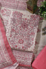 Beige & Pink Floral Printed Unstitched Suit Fabric