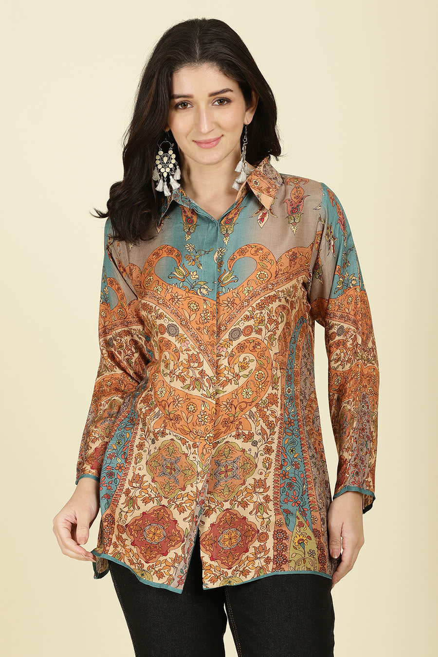 Multi-Color Muslin Printed Tunic Top