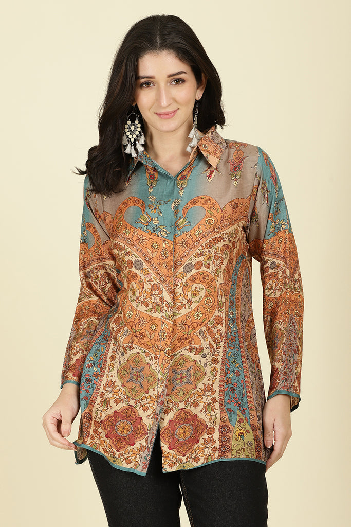 Multi-Color Muslin Printed Tunic Top