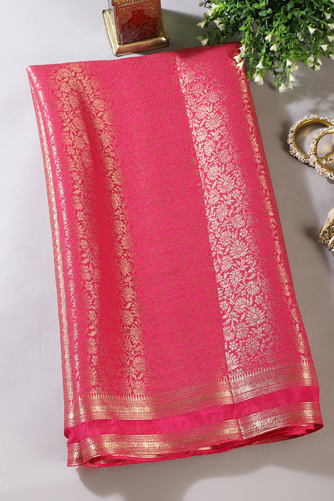 Rani Floral Zaal Zari Woven Crepe Silk Saree