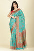 Teal Silk Madhubani Woven Saree