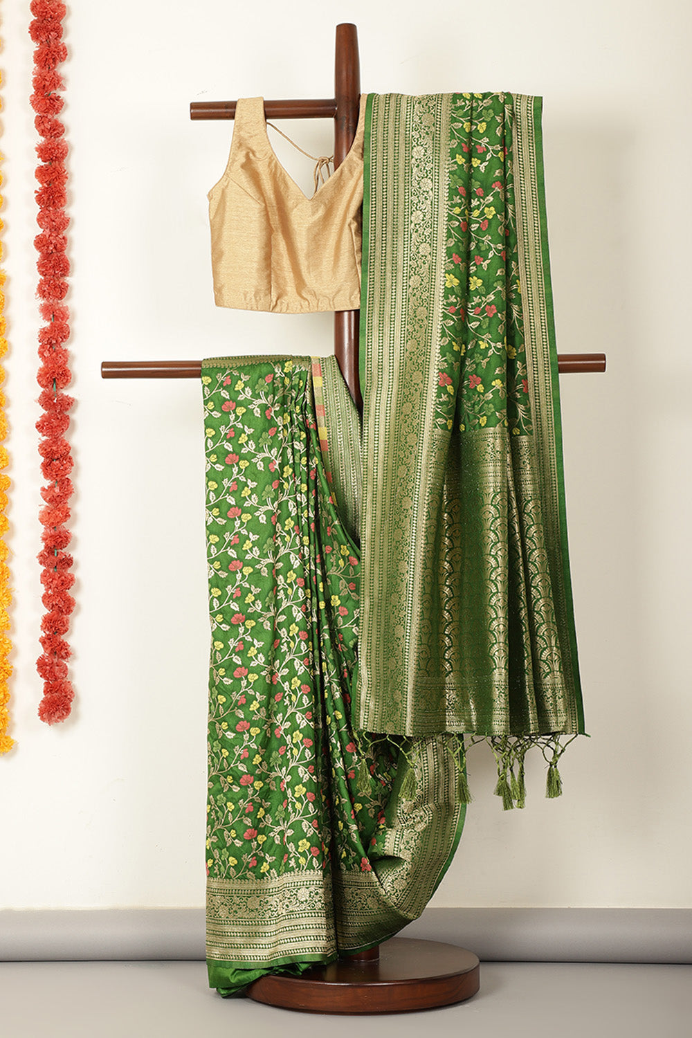 Green Silk Zari & Resham Woven Saree