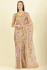 Light Mustard Organza Floral Printed And Lace Work Saree
