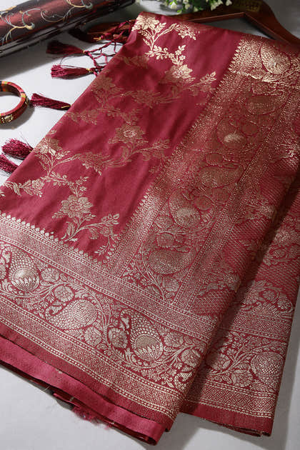 Wine Color Zari Woven South Silk Saree
