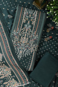 Bottle Green Mughal-Inspired Paisley Printed Spun  Unstitched Suits Fabric