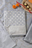 Grey Silk Zari Woven Unstitched Suit Fabric