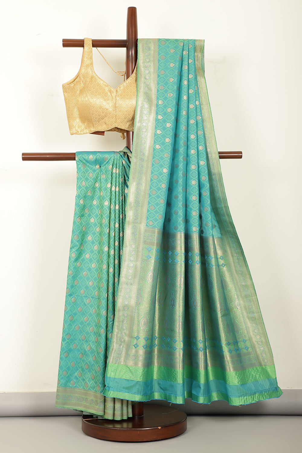 Parrot Green Soft Silk Zari and Resham Woven Saree