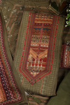 Olive Green Printed Spun Unstitched Suit Material