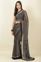 Black Georgette Printed Saree