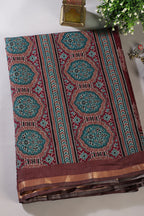 Wine Cotton Silk Printed Saree