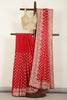 Red Color Pure Satin Crepe Saree with Full Zardozi Handwork