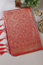 Red Baluchari Silk Meenakari Woven Saree