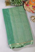 Sea Green Chiffon Zari Border Saree