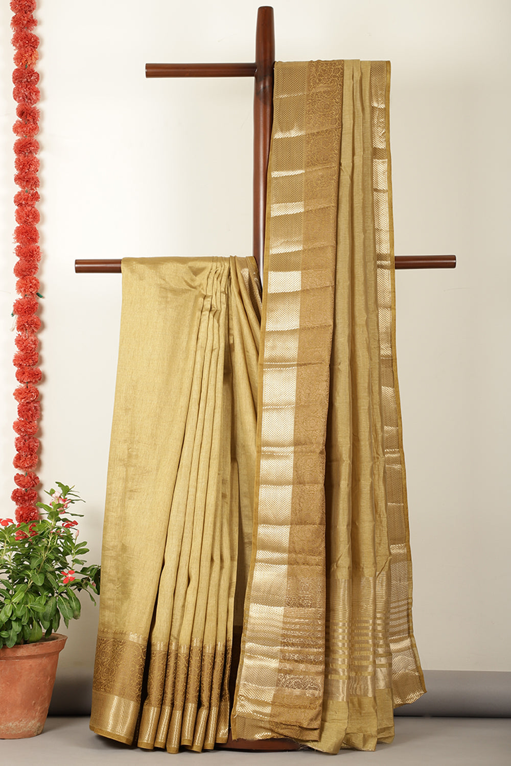 Golden Woven Cotton Silk Saree