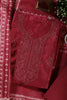 Deep Carmine Chanderi Silk Printed And Embroidered Unstitched Suit Material