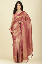 Muted Pink Color Zari Woven South Silk Saree