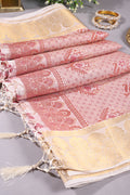 Cream Color Tussar Woven Silk Saree