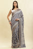 Grey Color Cotton Silk Boota Printed And Zari Woven Saree