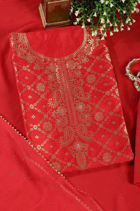 Res Silk Banarsi Zari Woven Unstitched Suit Fabric