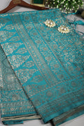 Teal Colour South Silk Heavy Woven Saree