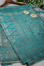 Teal Colour South Silk Heavy Woven Saree