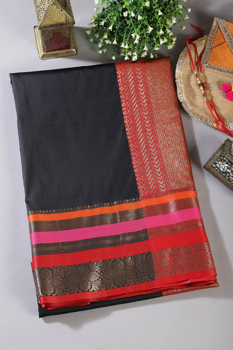 Black Zari Woven Art Silk Saree