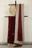 Burgundy Color Pure Satin Crepe Saree with Zardozi Handwork