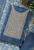 Blue Tussar Silk Neck Zari Embroidered Unstitched Suit