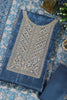Blue Tussar Silk Neck Zari Embroidered Unstitched Suit