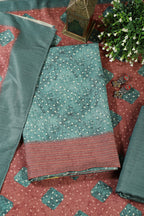 Teal Green Spun Bandhani Printed Unstitched Suit Fabric