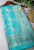 Teal Color Zari Woven South Silk Saree