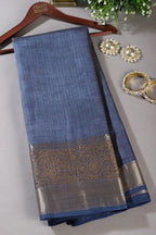 Blue Cotton Silk Woven Saree