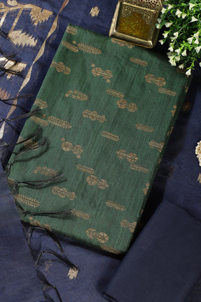 Green Chanderi Silk Woven Unstitched Suit