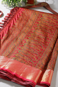 Green & Maroon Silk Resham And Zari Woven Saree