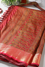 Green & Maroon Silk Resham And Zari Woven Saree