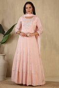 Baby Pink Embroidred Crepe Silk Anarkali Suit