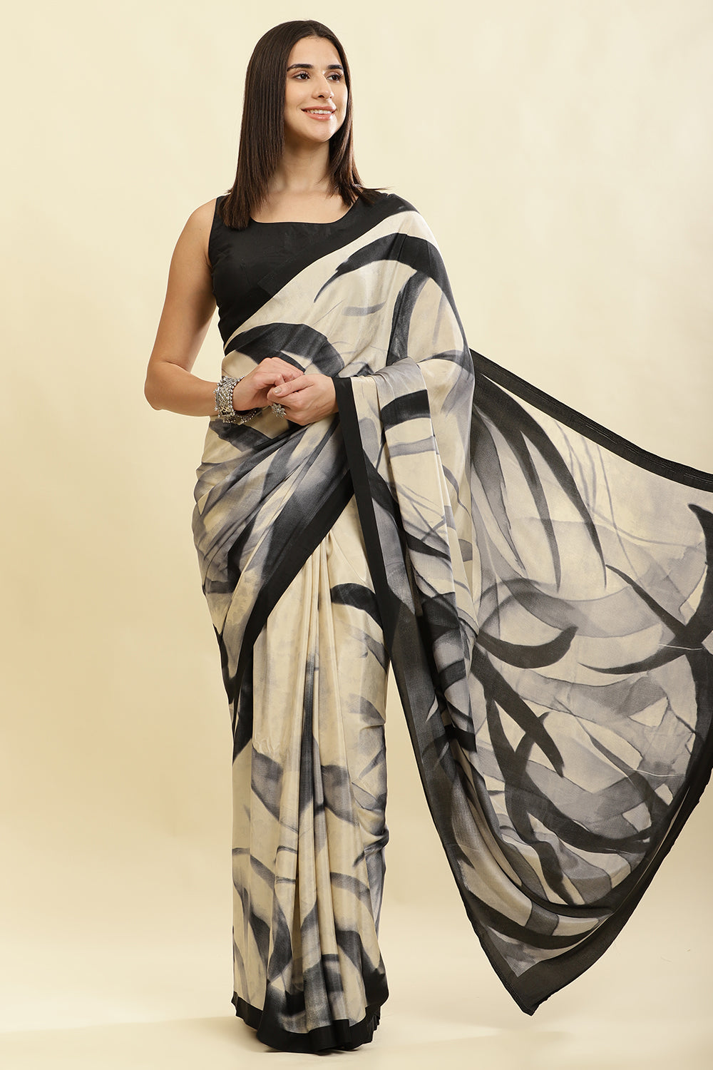 Tussar Printed Crepe Silk Saree