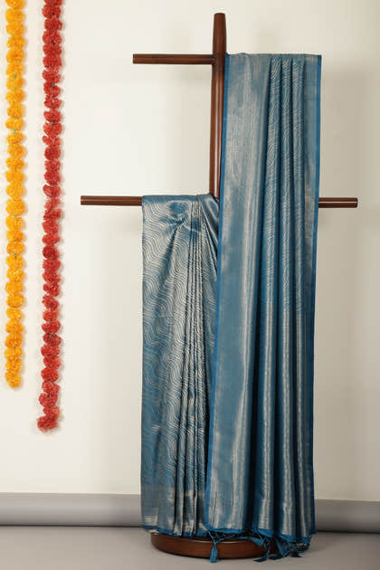 Royal Blue Zari Woven Soft Silk Saree