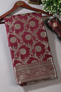 Dark Scarlet Zari Woven Banarasi Silk Saree