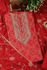Red Cotton Bandhani Printed And Neck Embroidered Unstitched Suit