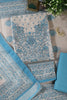 Beige & Blue Floral Printed Unstitched Suit Fabric