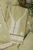 Olive Green Muslin Resham Embroidered Unstitched Suit Material