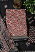 Maroon Cotton Ajrakh Block Print Unstitched Suit Material