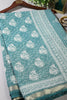 Teal Colour Cotton Printed Saree