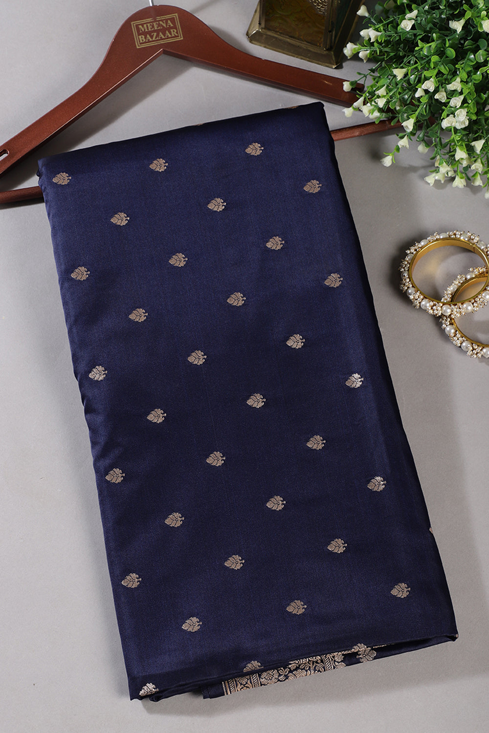 Navy Blue Banarsi Silk Zari Woven Saree
