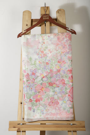 Cream Color Organza Cotton Floral Printed Saree