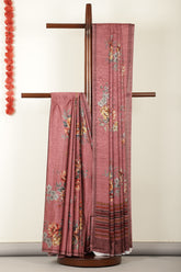Dusty Pink Jacquard Silk Lasa Printed Saree
