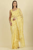 Pale Yellow Cotton Floral Resham Embroidered Saree