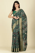 Green Cotton Silk Printed Saree