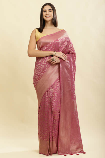 Tulip Pink Lightweight Banarasi Silk Weaving Saree